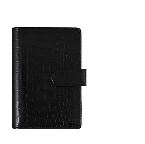 SHBHWS Loose-leaf Notebook Cover Stationery Hand Ledger Notebook Planner PU Leather Case For Noteook Binder Journal Binder(Black,A6) von SHBHWS