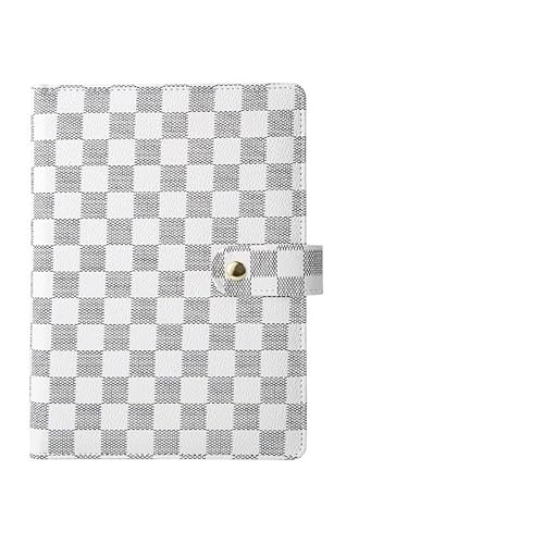 SHBHWS Loose-leaf Notebook Cover Stationery Hand Ledger Notebook Planner PU Leather Case For Noteook Binder Journal Binder(Chequer white,A5) von SHBHWS