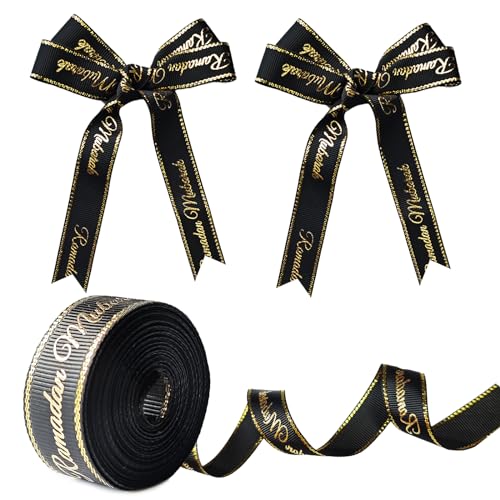 SHCHME Ramadan-Mubarak-Band, 5 m, Schwarz und Gold, Eid-Band, Ramadan-Band, Geschenkband für Eid-Ramadan-Mubarak-Dekorationen SHCHME Ramadan-Mubarak-Band, 5 m, Schwarz und Gold, Eid-Band, Ramadan-Band, Geschenkband für Eid-Ramadan-Mubarak-Dekorationen von SHCHME