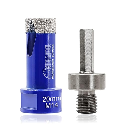 Diamant Fliesenbohrer Diamantbohrer Lochsäge - M14 für Fliesen Porzellan Keramik Marmor Granit Bohrungen, für Winkelschleifer, 20mm und ein Sechskantschaft-Adapter Diamant Fliesenbohrer Diamantbohrer Lochsäge - M14 für Fliesen Porzellan Keramik Marmor Granit Bohrungen, für Winkelschleifer, 20mm und ein Sechskantschaft-Adapter von SHDIATOOL