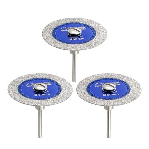 SHDIATOOL 50mm Diamant-Trennscheibe 3mm Schaft für Fliesen/Keramik/Marmor - 3er Set + Schraubendreher SHDIATOOL 50mm Diamant-Trennscheibe 3mm Schaft für Fliesen/Keramik/Marmor - 3er Set + Schraubendreher von SHDIATOOL