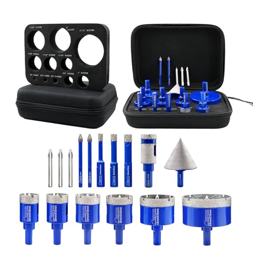 SHDIATOOL Diamant-Bohrkränze Set mit abnehmbaren Führungsbohrern für Porzellan & Keramikfliesen, 50mm Abschrägfräser, 20mm Fingerfräser, 6/8mm Hartmetallbohrer SHDIATOOL Diamant-Bohrkränze Set mit abnehmbaren Führungsbohrern für Porzellan & Keramikfliesen, 50mm Abschrägfräser, 20mm Fingerfräser, 6/8mm Hartmetallbohrer von SHDIATOOL