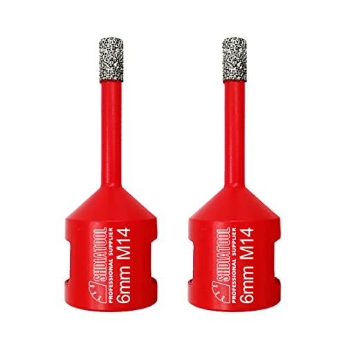 Diamant Fliesenbohrer 6mm - 2 stücke M14 Diamantbohrer Lochsäge für Fliesen Porzellan Keramik Marmor Granit Bohrungen, für Winkelschleifer von SHDIATOOL