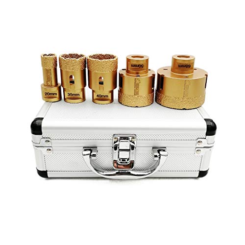 SHDIATOOL Diamant Bohrkrone Set 5-teilig mit Box 20/35/40/50/68mm für Porzellan Fliese Granit Marmor Trockenbohren SHDIATOOL Diamant Bohrkrone Set 5-teilig mit Box 20/35/40/50/68mm für Porzellan Fliese Granit Marmor Trockenbohren von SHDIATOOL