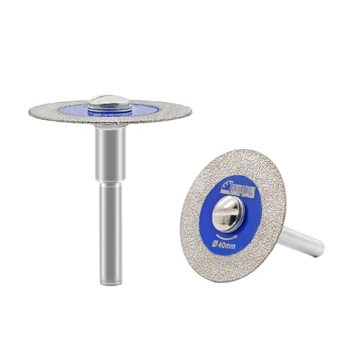 SHDIATOOL Diamant-Glas-Trennscheibe, 40mm Mini-Diamant-Sägeblätter mit 6mm Schaft für Fliesen, Keramik, Porzellan, Marmor, Granit, Kunststein auf Bohrmaschine 2er-Pack SHDIATOOL Diamant-Glas-Trennscheibe, 40mm Mini-Diamant-Sägeblätter mit 6mm Schaft für Fliesen, Keramik, Porzellan, Marmor, Granit, Kunststein auf Bohrmaschine 2er-Pack von SHDIATOOL