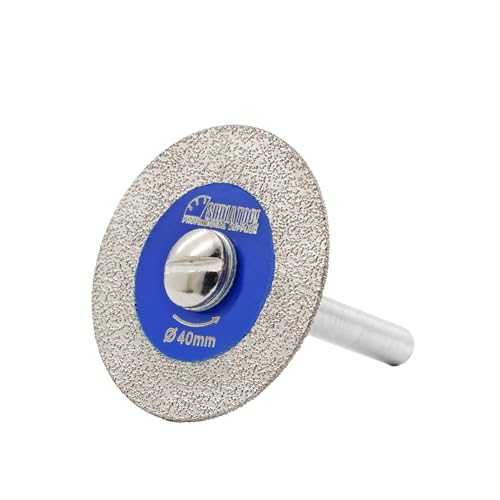 SHDIATOOL Diamant-Glas-Trennscheibe, 40mm Mini-Diamant-Sägeblätter mit 6mm Schaft für Fliesen, Keramik, Porzellan, Marmor, Granit, Kunststein auf Bohrmaschine von SHDIATOOL