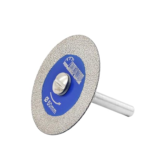 SHDIATOOL Diamant-Glas-Trennscheibe, 50mm Mini-Diamant-Sägeblätter mit 6mm Schaft für Fliesen, Keramik, Porzellan, Marmor, Granit, Kunststein auf Bohrmaschine von SHDIATOOL