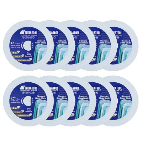 SHDIATOOL Diamant-Glas-Trennscheibe 115mm Sägeblatt, Ultra-Dünn-Trennscheibe für Fliesen Keramik Porcelaim Marmor 115mm (10er Pack) von SHDIATOOL
