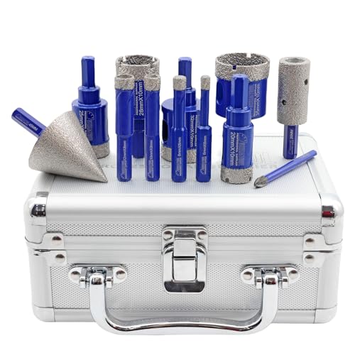 SHDIATOOL Diamant-Kernbohrkronen,Fliesenbohren Kernlochsäge Kit für Porzellan mit 6mm Hartmetall-Positionierung/45mm Hex-Fase/20mm Hex-Schleifstifte, Bohrer 9pcs (6/8/10/12/20/25/28/32/35MM) von SHDIATOOL