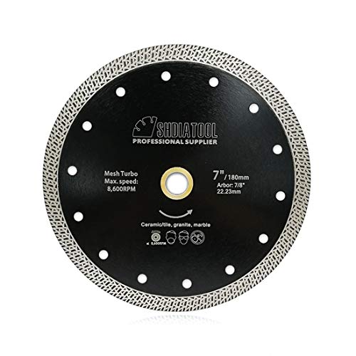 SHDIATOOL Diamant Trennscheibe 180MM mit Mesh Turbo Rim Segment Schneiden Fliesen Keramik Granit Marmor von SHDIATOOL