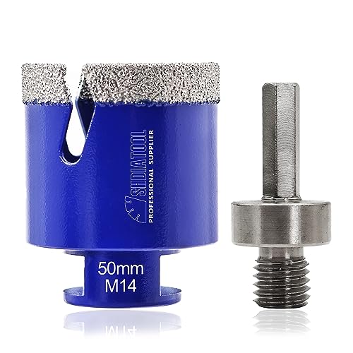 Diamant Fliesenbohrer Diamantbohrer Lochsäge - M14 für Fliesen Porzellan Keramik Marmor Granit Bohrungen, für Winkelschleifer, 50mm und ein Sechskantschaft-Adapter Diamant Fliesenbohrer Diamantbohrer Lochsäge - M14 für Fliesen Porzellan Keramik Marmor Granit Bohrungen, für Winkelschleifer, 50mm und ein Sechskantschaft-Adapter von SHDIATOOL