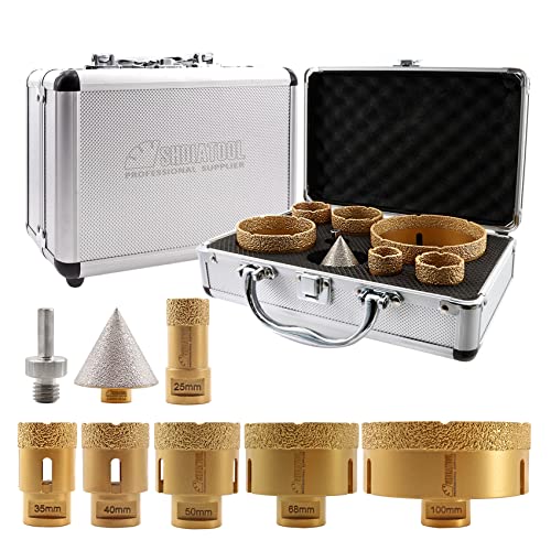 SHDIATOOL Diamantbohrer Fliesenbohrer M14 Gewinde-25/35/40/50/68/100/50mm Diamantfasenbits/Dreiecksschaft Adapter Vakuumgelötet für Porzellan fliesen Keramik Granit marmor,9 Stück SHDIATOOL Diamantbohrer Fliesenbohrer M14 Gewinde-25/35/40/50/68/100/50mm Diamantfasenbits/Dreiecksschaft Adapter Vakuumgelötet für Porzellan fliesen Keramik Granit marmor,9 Stück von SHDIATOOL