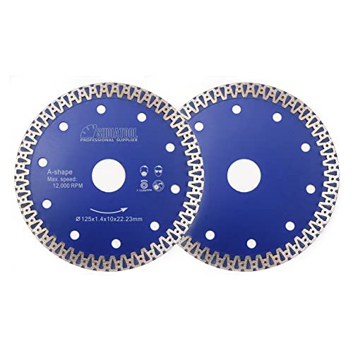 SHDIATOOL Diamantsägeblatt 125mm-5IN A-förmige Trennscheibe für Fliesen Marmor Stein Beton Keramik Ziegel,2 Stück SHDIATOOL Diamantsägeblatt 125mm-5IN A-förmige Trennscheibe für Fliesen Marmor Stein Beton Keramik Ziegel,2 Stück von SHDIATOOL