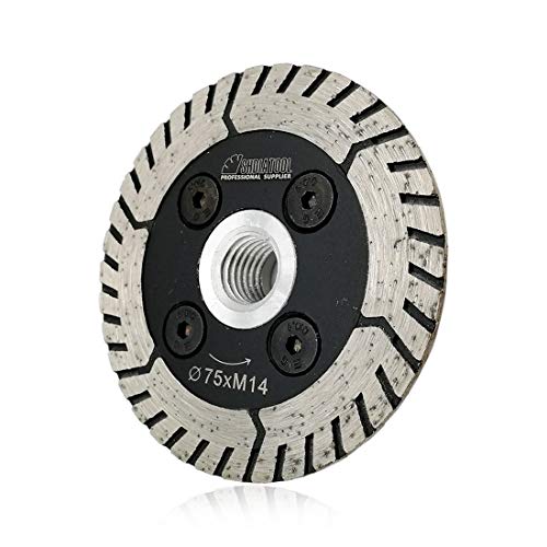 SHDIATOOL Diamantsägeblatt 75mm Doppelseitige Diamanttrennscheibe für Granit Marmor Stein Hartbeton Stahlbeton mit Bohrung M14 von SHDIATOOL