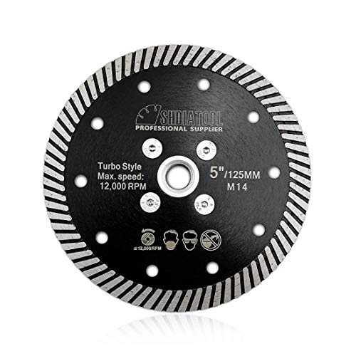 SHDIATOOL Diamantscheibe, 125 mm, schmales Sägeblatt, mit Flansch M14 für Turbo, Porzellan, Keramik, Granit, Marmor SHDIATOOL Diamantscheibe, 125 mm, schmales Sägeblatt, mit Flansch M14 für Turbo, Porzellan, Keramik, Granit, Marmor von SHDIATOOL
