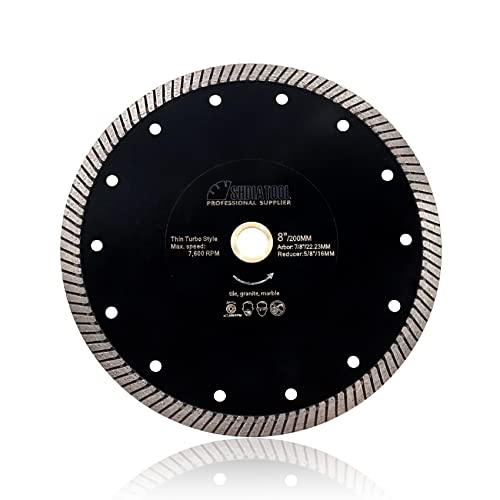 SHDIATOOL Diamantscheibe, sehr dünn, 200 mm, Turbo, Diamantklinge, zum Trennen, für Porzellan, Keramik, Fliesen, Granit SHDIATOOL Diamantscheibe, sehr dünn, 200 mm, Turbo, Diamantklinge, zum Trennen, für Porzellan, Keramik, Fliesen, Granit von SHDIATOOL