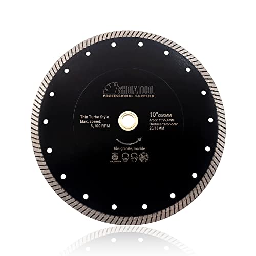 SHDIATOOL Diamantscheibe, sehr dünn, 250 mm, Turbo, Diamantklinge, zum Trennen, für Porzellan, Keramik, Fliesen, Granit SHDIATOOL Diamantscheibe, sehr dünn, 250 mm, Turbo, Diamantklinge, zum Trennen, für Porzellan, Keramik, Fliesen, Granit von SHDIATOOL