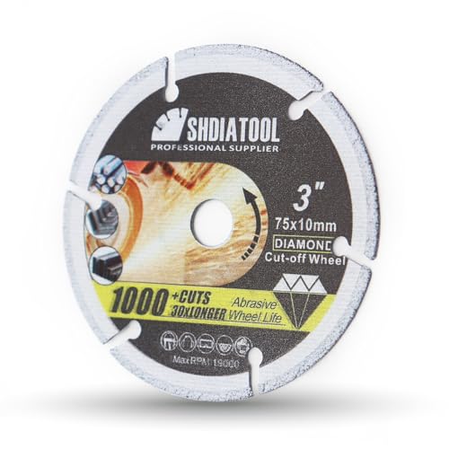 SHDIATOOL Diamanttrennscheibe 75MM für Metall, Trennscheibe für Betonstahl, Stahl, Eisen und INOX mit Bohrung 10mm SHDIATOOL Diamanttrennscheibe 75MM für Metall, Trennscheibe für Betonstahl, Stahl, Eisen und INOX mit Bohrung 10mm von SHDIATOOL