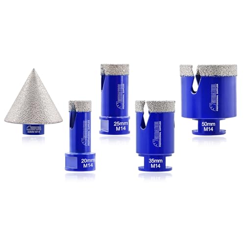 SHDIATOOL Pourets Diamant-Lochsäge, Fliesenschneider 20/25/35/50 mm und 50 mm, Diamant-Fasenfräser mit M14 Draht für Porzellanfliesen, Marmor, Keramik, Granit SHDIATOOL Pourets Diamant-Lochsäge, Fliesenschneider 20/25/35/50 mm und 50 mm, Diamant-Fasenfräser mit M14 Draht für Porzellanfliesen, Marmor, Keramik, Granit von SHDIATOOL