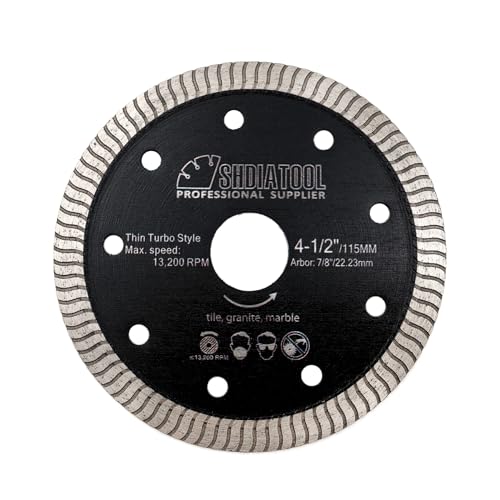 SHDIATOOL Superdünnes Diamantsägeblatt, 115 mm, Porzellan-Trennscheibe für Fliesen, Keramik, Marmor, Granit, Dorn 7/8 Zoll auf Winkelschleifer SHDIATOOL Superdünnes Diamantsägeblatt, 115 mm, Porzellan-Trennscheibe für Fliesen, Keramik, Marmor, Granit, Dorn 7/8 Zoll auf Winkelschleifer von SHDIATOOL