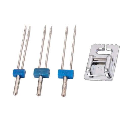 SHEGOTO - Set mit 3 Doppelnähnadeln mit Nähfuß für Haushaltsnähmaschine, Nähmaschine 2/90, 3/90, 4/90, Doppelnadel von SHEGOTO