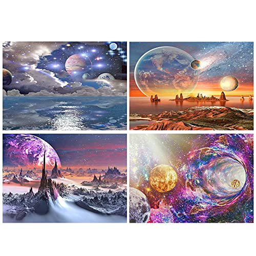 4 Pack Diamond Painting Landschaft Universum 40x50 cm Diamond Painting Groß Planeten Diamant Painting Bilder kosmisches Schwarzes Loch Sterne Diamant Malerei Kits Stickbilder Strass Kunsthandwerk von SHEGZHUC