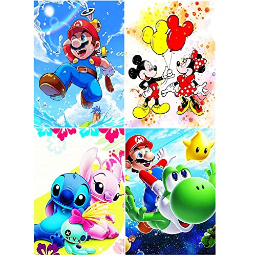 SHEGZHUC Diamond Painting 4 Pack 30x40 cm DIY 5D Diamant Painting Bilder Erwachsene Malen nach Zahlen Erwachsene Diamant Gemälde Bastelset Craft Buddy Perlen Bilder Karikaturen und Comics Anime von SHEGZHUC