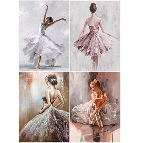 Diamond Painting 4er Set Erwachsene Ballett 30x40 cm Diamond Painting Ballett 5d Diamant Painting Bilder kinder Mädchen Malen nach Zahlen Ballett Diamant Malerei Crystal Strass Stickerei Kreuzstich von SHEGZHUC