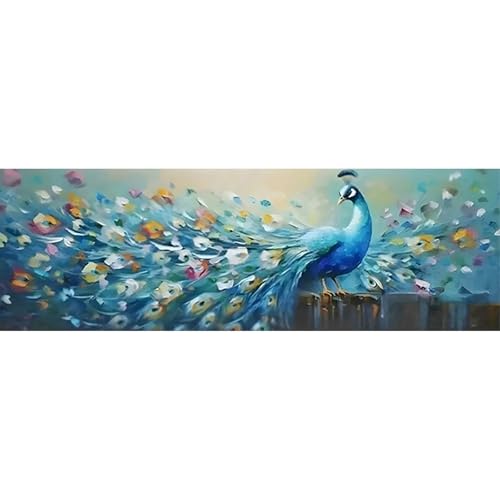 SHEGZHUC 110x50cm Diamant Painting Pfau Groß Blau Malen nach Zahlen Tiere Diamond Painting Groß XXL Diamant Malerei Kunst Stickerei Kreuzstich Bilder Geschenk Wanddekoration von SHEGZHUC