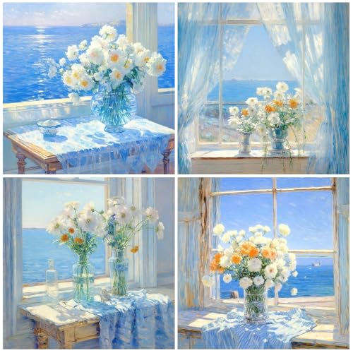 SHEGZHUC 4 Pack Diamond Painting Blumen am Fenster zum Meer 30x30cm Diamond Painting Gänseblümchen Blumenstrauß Mosaik Diamant Malerei Kunst Stickerei Kreuzstich Bilder Geschenk Wanddekoration SHEGZHUC 4 Pack Diamond Painting Blumen am Fenster zum Meer 30x30cm Diamond Painting Gänseblümchen Blumenstrauß Mosaik Diamant Malerei Kunst Stickerei Kreuzstich Bilder Geschenk Wanddekoration von SHEGZHUC