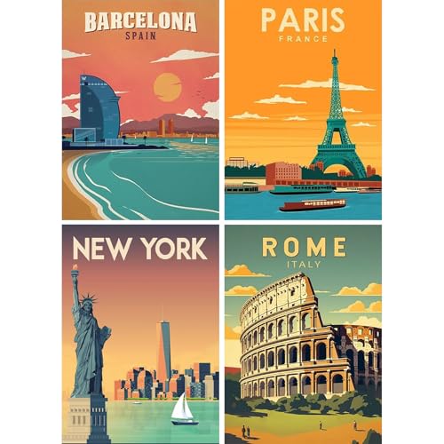 SHEGZHUC 4 Pack Diamond Painting Stadt Poster 30x40cm Diamond Painting Vintage Poster Diamond Painting Landschaft Reiseposter Diamant Malerei Kunst Stickerei Kreuzstich Bilder Geschenk Wanddekoration SHEGZHUC 4 Pack Diamond Painting Stadt Poster 30x40cm Diamond Painting Vintage Poster Diamond Painting Landschaft Reiseposter Diamant Malerei Kunst Stickerei Kreuzstich Bilder Geschenk Wanddekoration von SHEGZHUC