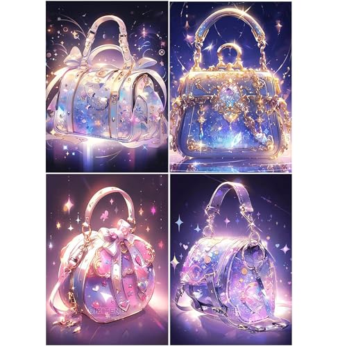 SHEGZHUC 4 Pack Diamond Painting Tasche 30x40cm Diamond Painting Frauen Mädchen Diamond Painting Glitzer Taschen Beutel Diamant Malerei Kunst Stickerei Kreuzstich Bilder Geschenk Wanddekoration von SHEGZHUC