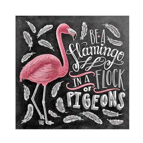 SHEGZHUC 40x40cm Diamond Painting Flamingo Diamant Painting Bilder Flamingo Diamond Painting Tiere Feder Schwarz Diamant Malerei Kunst Stickerei Kreuzstich Bilder Geschenk Wanddekoration von SHEGZHUC