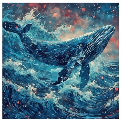 SHEGZHUC 40x40cm Eckige Steine Diamond Painting Wal Diamond Painting Leinwand Meer Diamond Painting Tiere Springender Wal Mosaik Diamant Malerei Kunst Stickerei Kreuzstich Bilder Geschenk Wand Dekor von SHEGZHUC