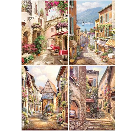 SHEGZHUC 4er Set Diamond Painting Gassenlandschaft 40x50cm 5D Diamant Malerei Malen nach Zahlen Diamond Painting Rote Blume Tischstühle Diamond Painting Landschaften Am Meer Diamond Painting Galerie SHEGZHUC 4er Set Diamond Painting Gassenlandschaft 40x50cm 5D Diamant Malerei Malen nach Zahlen Diamond Painting Rote Blume Tischstühle Diamond Painting Landschaften Am Meer Diamond Painting Galerie von SHEGZHUC