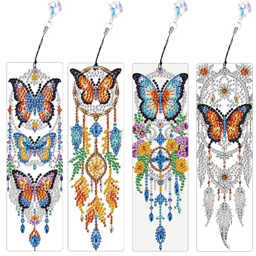 SHEGZHUC 4er Set Diamond Painting Lesezeichen Basteln Diamond Painting Schmetterling Traumfänger Tiere Diamant Painting Lesezeichen Mosaik Diamant Malerei Kunst Stickerei Kreuzstich Bilder Geschenk SHEGZHUC 4er Set Diamond Painting Lesezeichen Basteln Diamond Painting Schmetterling Traumfänger Tiere Diamant Painting Lesezeichen Mosaik Diamant Malerei Kunst Stickerei Kreuzstich Bilder Geschenk von SHEGZHUC
