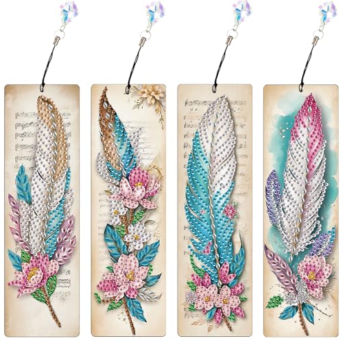 SHEGZHUC 4er Set Diamond Painting Lesezeichen Feder Retro Basteln Diamant Painting Lesezeichen Diamond Painting Blumen Feder Diamant Malerei Kunst Stickerei Kreuzstich Bilder Geschenk SHEGZHUC 4er Set Diamond Painting Lesezeichen Feder Retro Basteln Diamant Painting Lesezeichen Diamond Painting Blumen Feder Diamant Malerei Kunst Stickerei Kreuzstich Bilder Geschenk von SHEGZHUC
