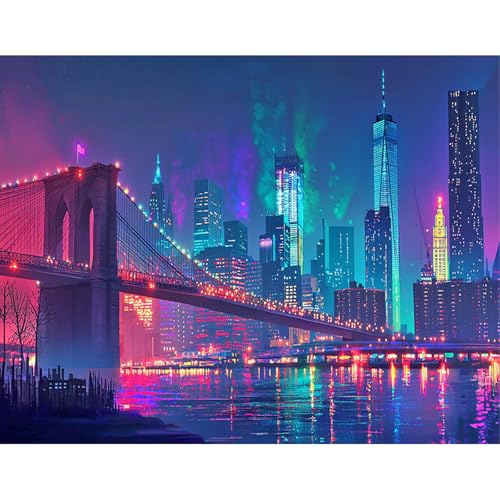 SHEGZHUC 50x40cm Diamond Painting New York City Brücke Brooklyn Bridge Neon Nacht Diamond Painting Landschaft Mosaik Diamant Malerei Kunst Stickerei Kreuzstich Bilder Geschenk Wanddekoration SHEGZHUC 50x40cm Diamond Painting New York City Brücke Brooklyn Bridge Neon Nacht Diamond Painting Landschaft Mosaik Diamant Malerei Kunst Stickerei Kreuzstich Bilder Geschenk Wanddekoration von SHEGZHUC