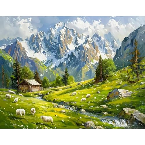 SHEGZHUC 50x40cm Eckige Steine Diamond Painting Landschaft Berge Fluss Diamond Painting Ländliches Haus Schaf Mosaik Diamant Malerei Kunst Stickerei Kreuzstich Bilder Geschenk Wanddekoration SHEGZHUC 50x40cm Eckige Steine Diamond Painting Landschaft Berge Fluss Diamond Painting Ländliches Haus Schaf Mosaik Diamant Malerei Kunst Stickerei Kreuzstich Bilder Geschenk Wanddekoration von SHEGZHUC