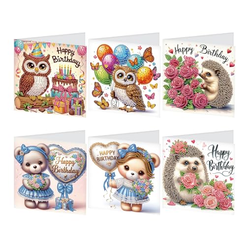 SHEGZHUC 6er Set Diamond Painting Grußkarten Set Eule Igel Bär Diamond Painting Karten Geburtstagskarte Dankeskarte Segensgrußkarte Feiertagskarten Stickerei Kreuzstich Diamant Malerei Geschenk SHEGZHUC 6er Set Diamond Painting Grußkarten Set Eule Igel Bär Diamond Painting Karten Geburtstagskarte Dankeskarte Segensgrußkarte Feiertagskarten Stickerei Kreuzstich Diamant Malerei Geschenk von SHEGZHUC