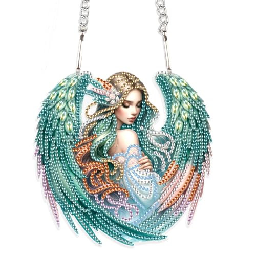 SHEGZHUC Diamond Painting Anhänger Sonnenfänger Diamond Painting Ornamente Diamant Malerei Stickerei Kreuzstich Geschenk Fenster Haustür zum Aufhängen Dekoration || Diamond Painting Elfen Feen Engel von SHEGZHUC