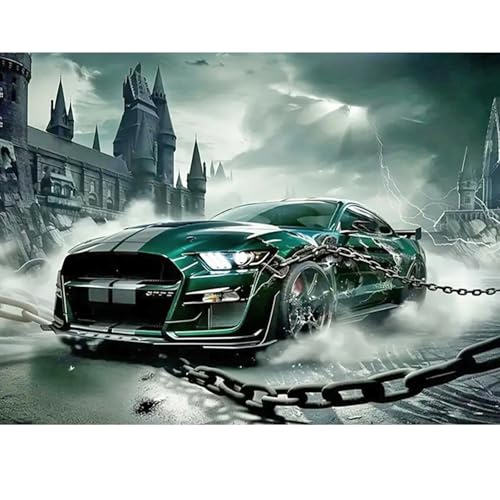 SHEGZHUC Diamond Painting Auto Grün 40x30cm Diamant Painting Bilder Auto Diamond Painting Sportauto Mosaik Diamant Malerei Kunst Stickerei Kreuzstich Bilder Geschenk Wanddekoration von SHEGZHUC