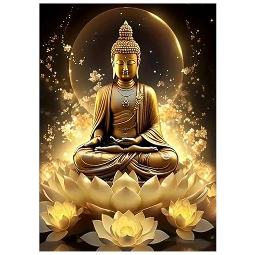 SHEGZHUC Diamond Painting Buddha Zen 30x40cm Goldener Buddha Diamond Painting Religion Diamond Painting Lotus Mosaik Diamant Malerei Kunst Stickerei Kreuzstich Bilder Geschenk Wanddekoration von SHEGZHUC