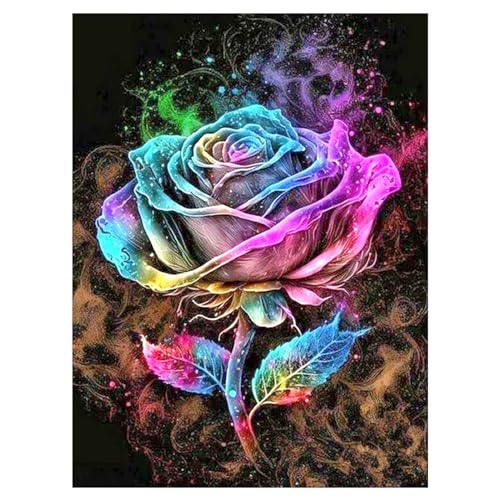 SHEGZHUC Diamond Painting Bunte Rose 30x40cm Diamond Painting Regenbogen Blume diamond Painting Bunte Blumen Bunter Blumenstrauß Diamant Malerei Stickerei Kreuzstich Bilder Geschenk Wanddekoration von SHEGZHUC