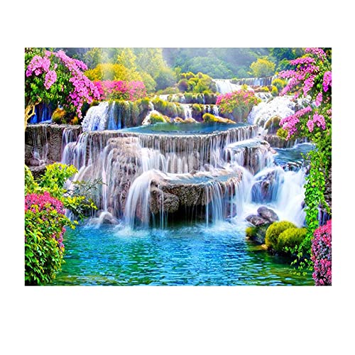 SHEGZHUC Diamond Painting Eckige Steine Landschaft 50x40cm Diamond Painting Wasserfall Diamant Painting Bilder Erwachsene Wasserfall Malen nach Zahlen Blumen Diamond Painting Quadratische Steine von SHEGZHUC