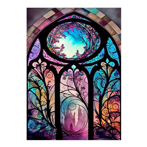 SHEGZHUC Diamond Painting Kölner Dom Fensterbilder Blumen 40x50cm Diamant Painting Fensterbilder Diamond Painting Glass Diamond Painting Schloss Craft Buddy Perlenbilder Erwachsene von SHEGZHUC
