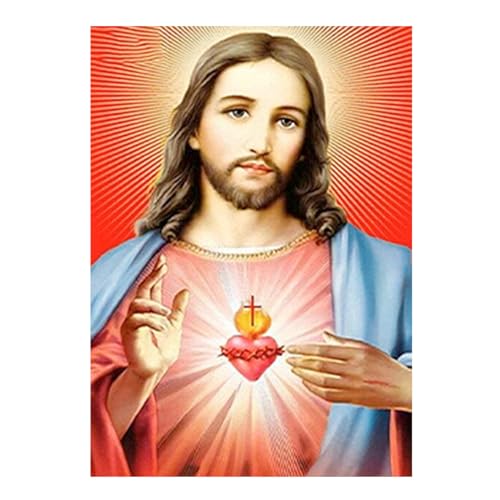 SHEGZHUC Diamond Painting Jesus Herz 40x50cm Diamant Painting Bilder Diamanten Painting Flammendes Herzen Christus Jesus Christus Bilder Malen nach Zahlen Erwachsene Jesus Stickbilder Erwachsene von SHEGZHUC