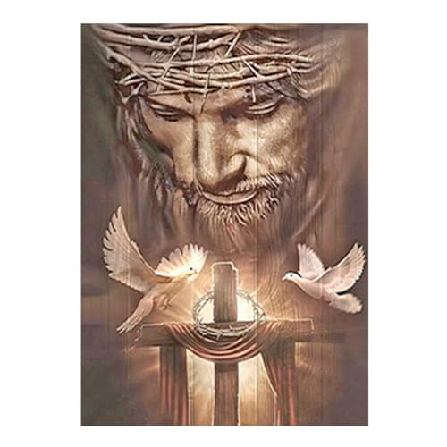 SHEGZHUC Diamond Painting Kreuz Jesus 40x50cm Diamant Painting Bilder Jesus Diamond Painting Tauben Diamant Painting Vogel Perlenbilder Erwachsene Tiere Jesus Christus Bilder Malen nach Zahlen Jesus von SHEGZHUC