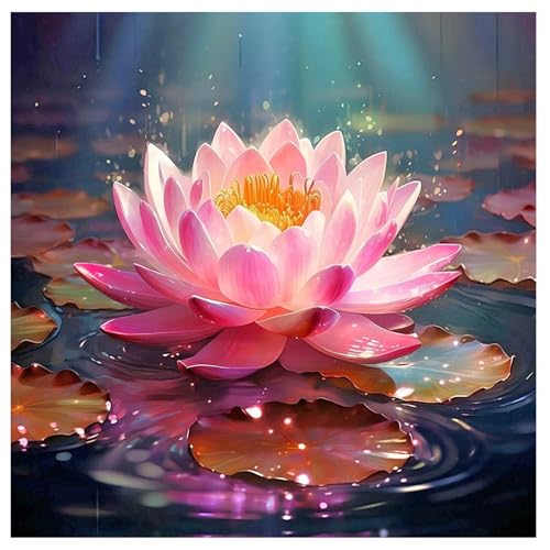 SHEGZHUC Diamond Painting Lotus Zen Rosa 30x30cm Diamond Painting Blumen Diamond Painting Lotusblüte Mosaik Diamant Malerei Kunst Stickerei Kreuzstich Bilder Geschenk Wanddekoration von SHEGZHUC