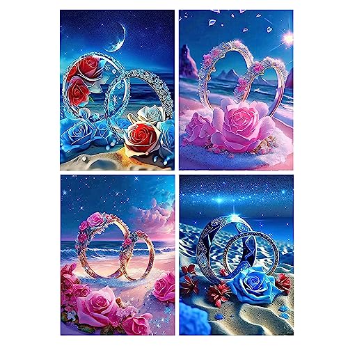 SHEGZHUC Diamond Painting Ringe am Strand und Meer 30x40 cm Diamond Painting Landschaft Diamond Painting Strand Meer Diamond Bilder Erwachsene Strand und Meer Diamond Painting Herz Love am Strand von SHEGZHUC